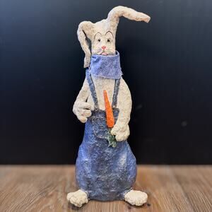 Vintage Anthropomorphic Country Cutie Bunny in Overalls and Neckerchief, 13”H
